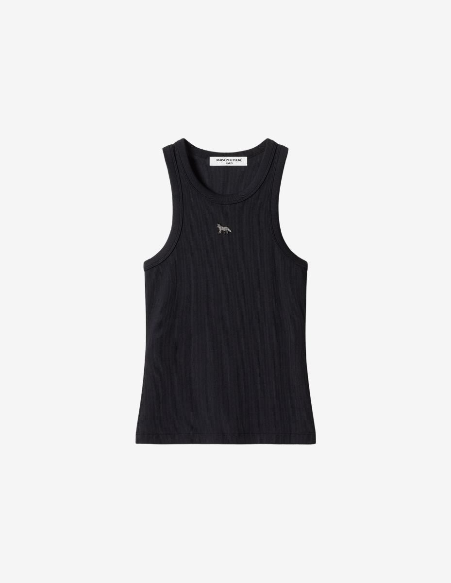 BABY FOX PATCH RIBBED TANK TOP BLACK