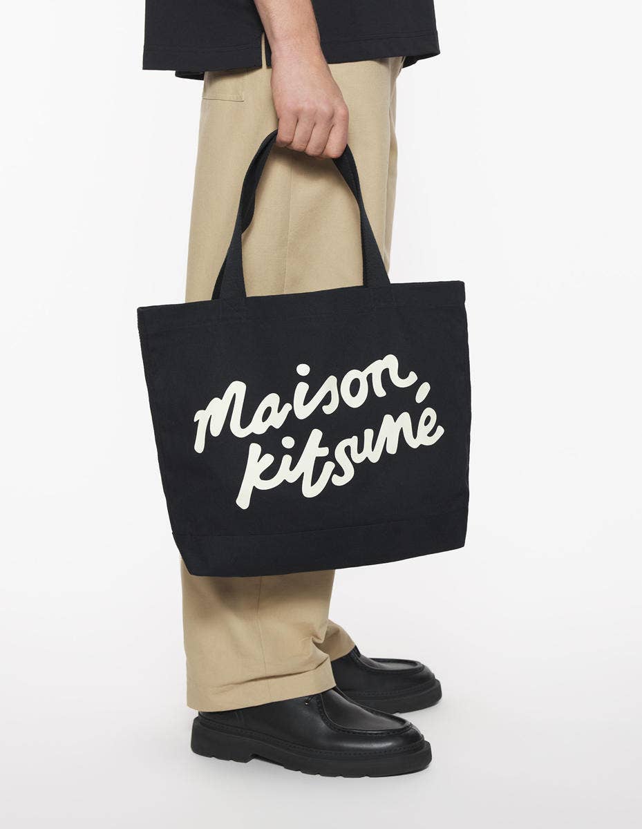 MAISON KITSUNE HANDWRITING TOTE BLACK